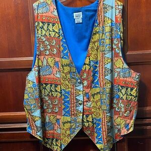 Halsey collection vintage Colorful beaded patchwork plus size 3X Vest